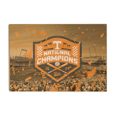 Tennessee Volunteers - Tennessee Orange NCAA Baseball National Champions - College Wall Art #Wood