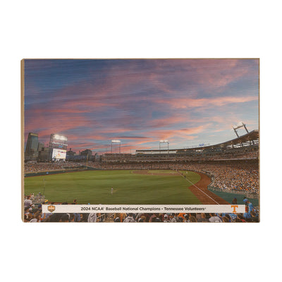 Tennessee Volunteers - 2024 NCAA Baseball National Champions Sunset - College Wall Art #Wood