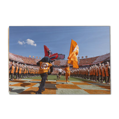 Tennessee Volunteers - Running into Checkered Neyland - College Wall Art #Wood