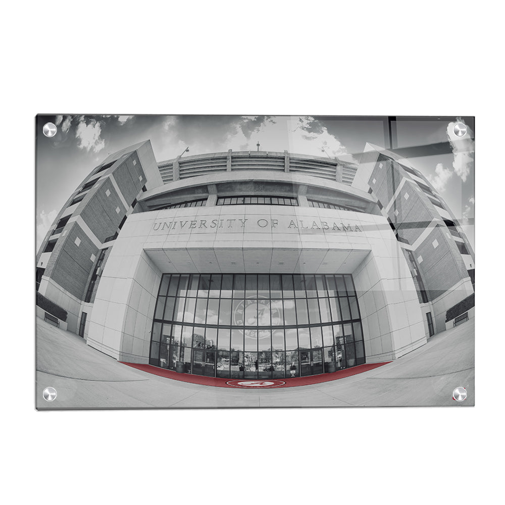 Alabama Crimson Tide - Bryant Denny Main Entrance B&W - College Wall Art #Canvas