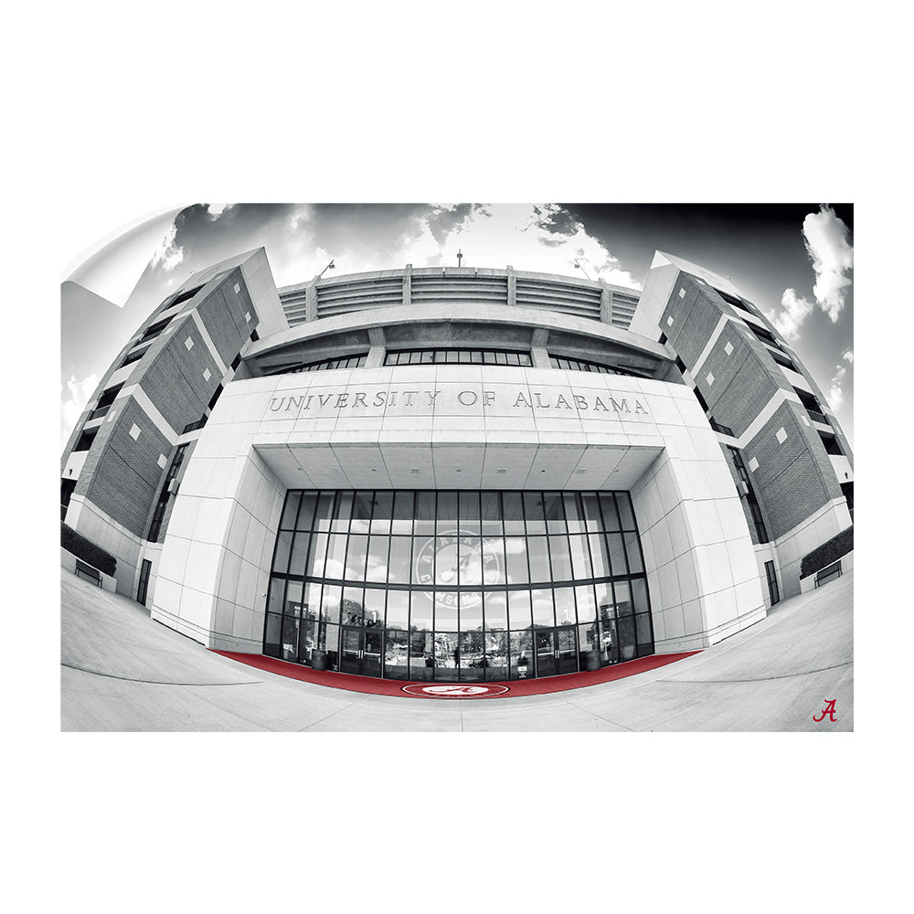 Alabama Crimson Tide - Bryant Denny Main Entrance B&W - College Wall Art #Canvas