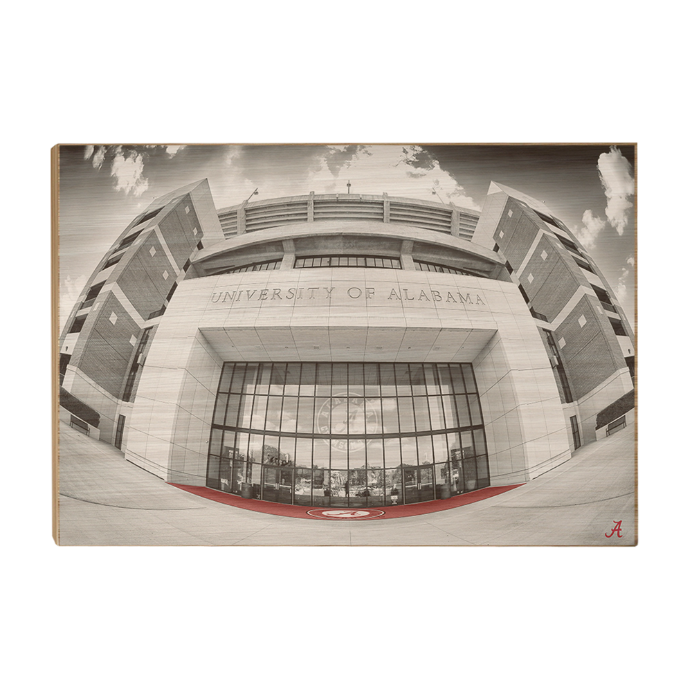 Alabama Crimson Tide - Bryant Denny Main Entrance B&W - College Wall Art #Canvas