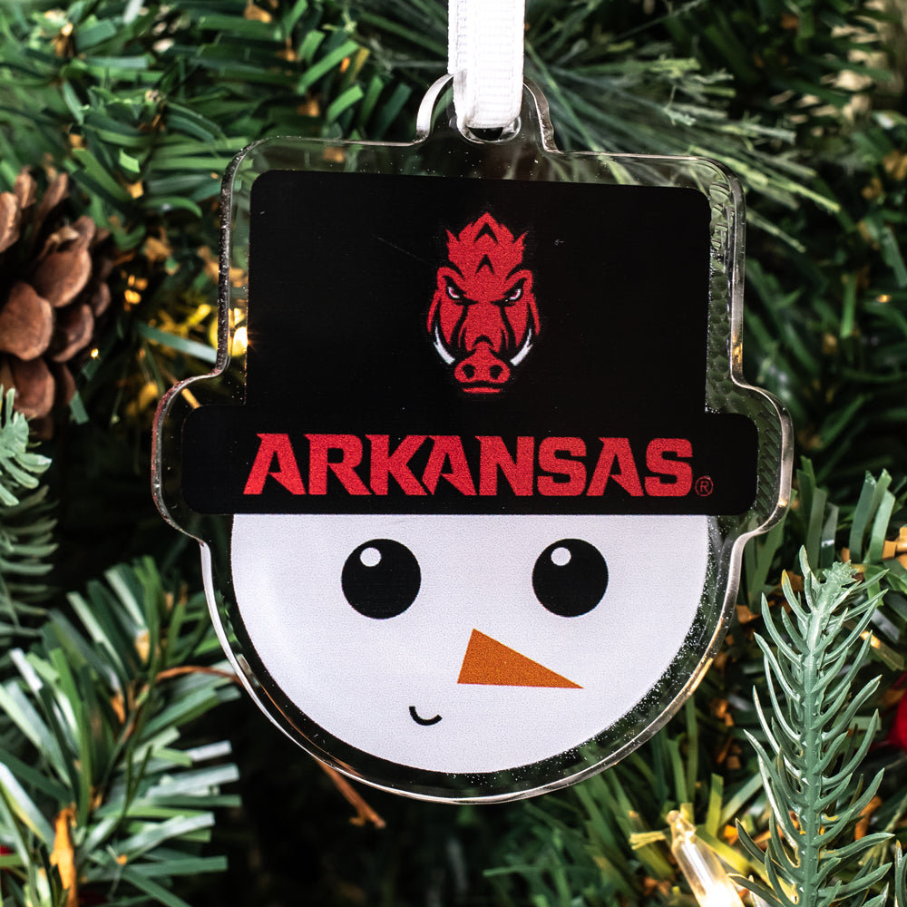 Arkansas Razorbacks - Arkansas Snowman Head Double-Sided Ornament