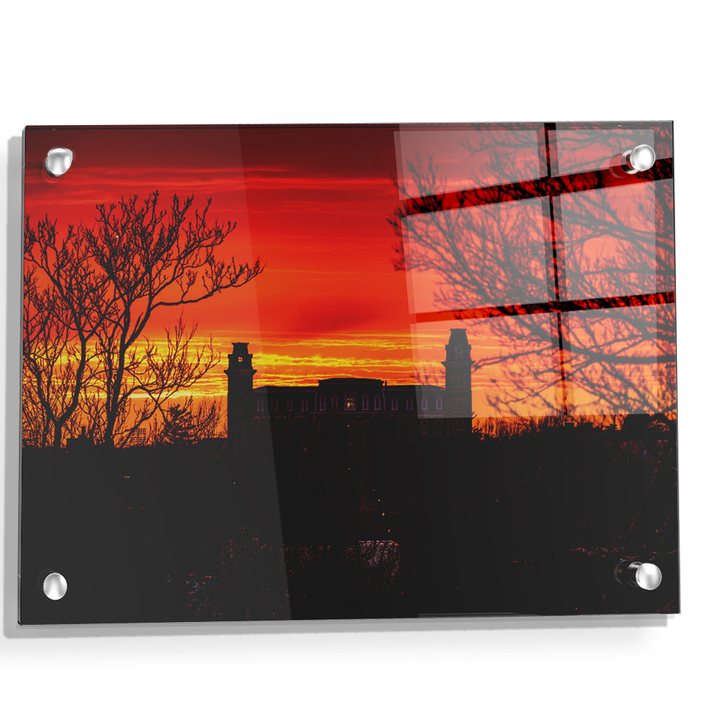 Arkansas Razorbacks - Main Stor Old Main Stormy Sunset - College Wall Art #Canvas