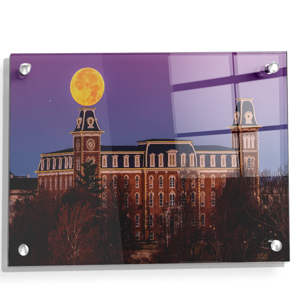 Arkansas Razorbacks - Moon Over Old Main - College Wall Art #Canvas