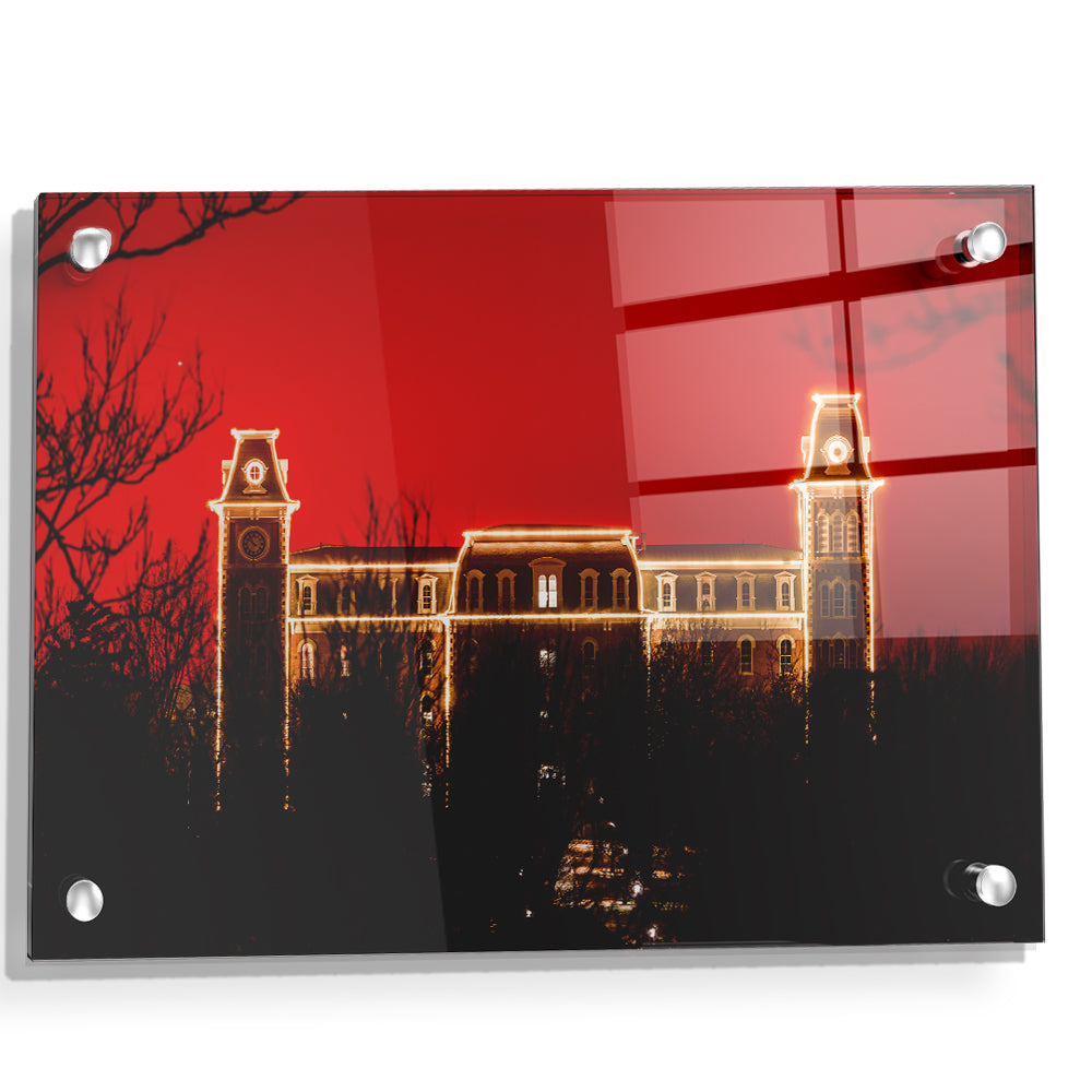 Arkansas Razorbacks - Red Christmas Old Main - College Wall Art #Canvas