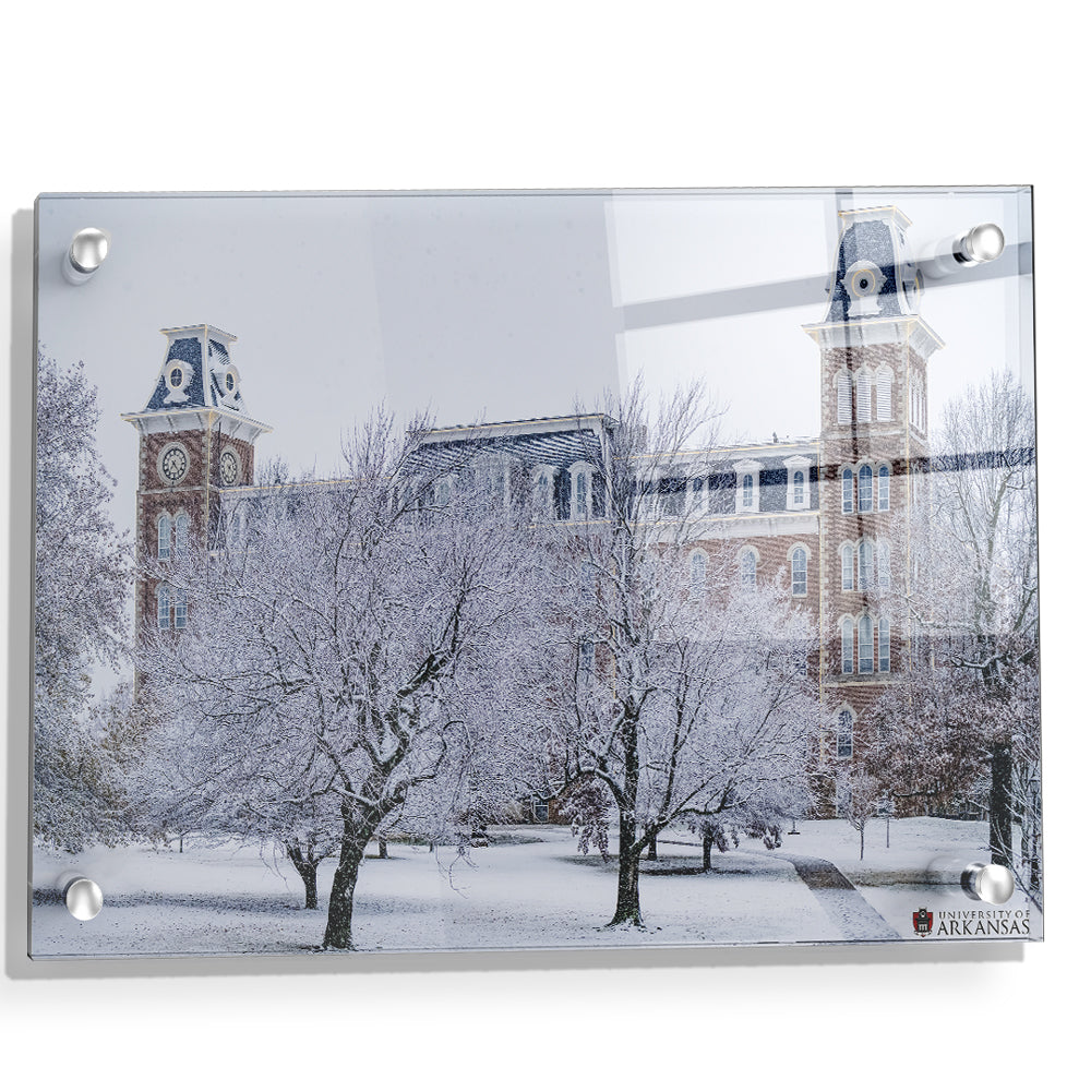 Arkansas Razorbacks - Snowy Old Main - College Wall Art #Canvas