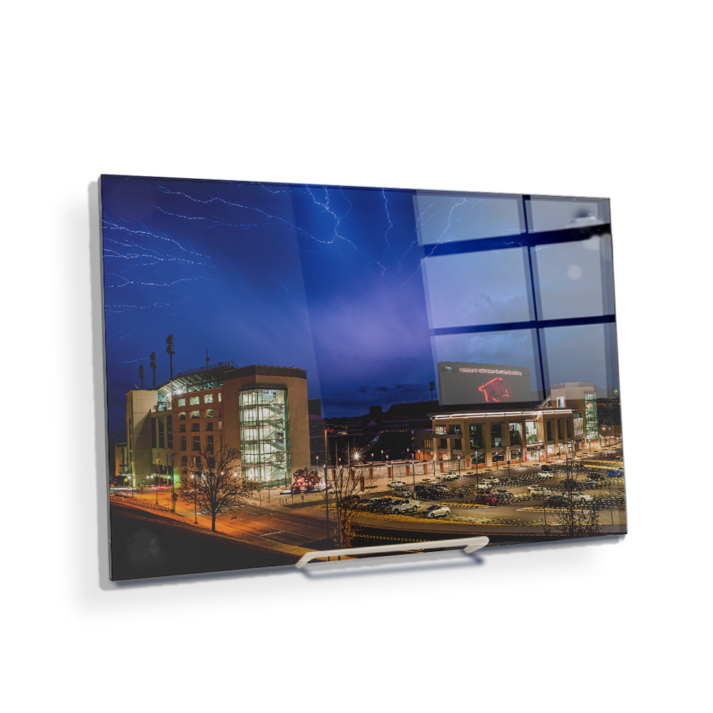 Arkansas Razorbacks - Lightning Over Donald W. Reynolds Razorback Stadium - College Wall Art #Canvas
