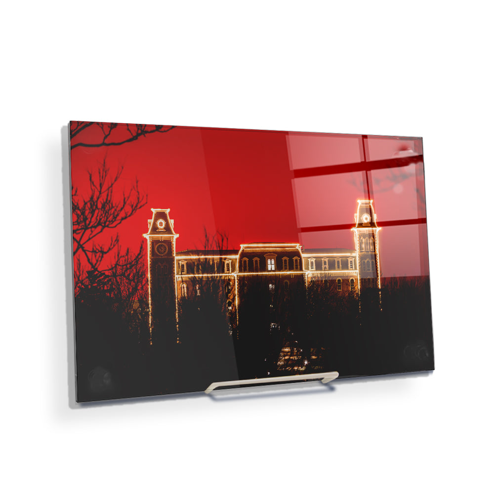 Arkansas Razorbacks - Red Christmas Old Main - College Wall Art #Canvas
