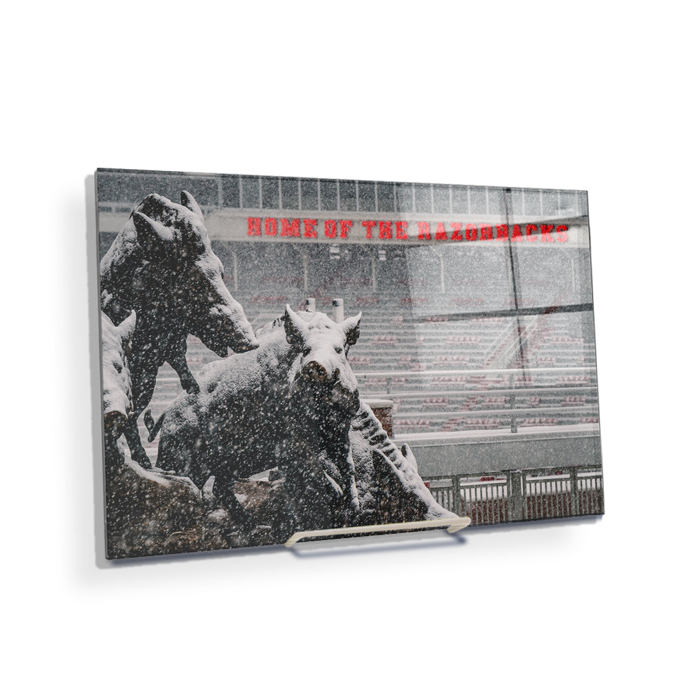Arkansas Razorbacks - Snow Strom at the Home of the Razorbacks - College Wall Art #Canvas
