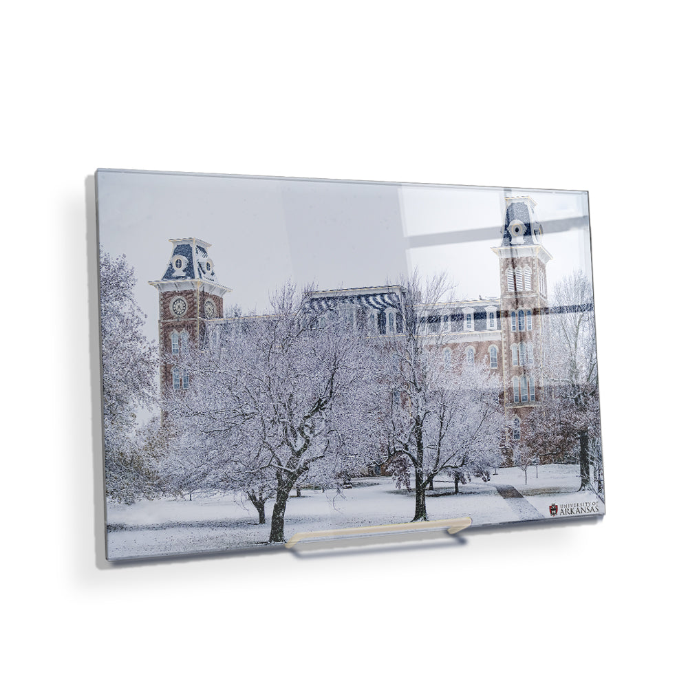 Arkansas Razorbacks - Snowy Old Main - College Wall Art #Canvas