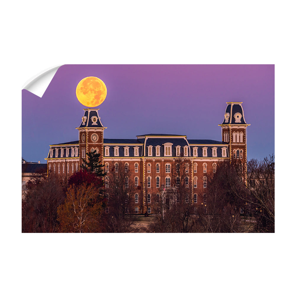 Arkansas Razorbacks - Moon Over Old Main - College Wall Art #Canvas