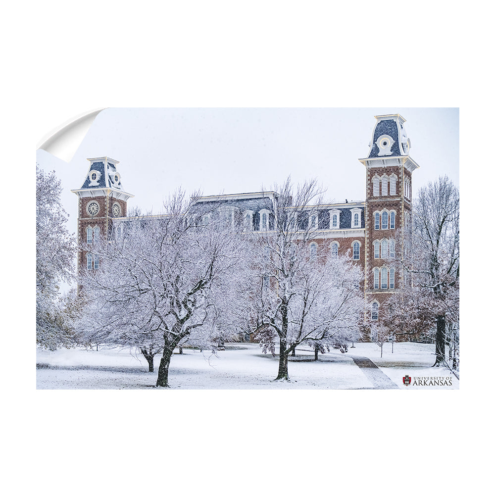 Arkansas Razorbacks - Snowy Old Main - College Wall Art #Canvas