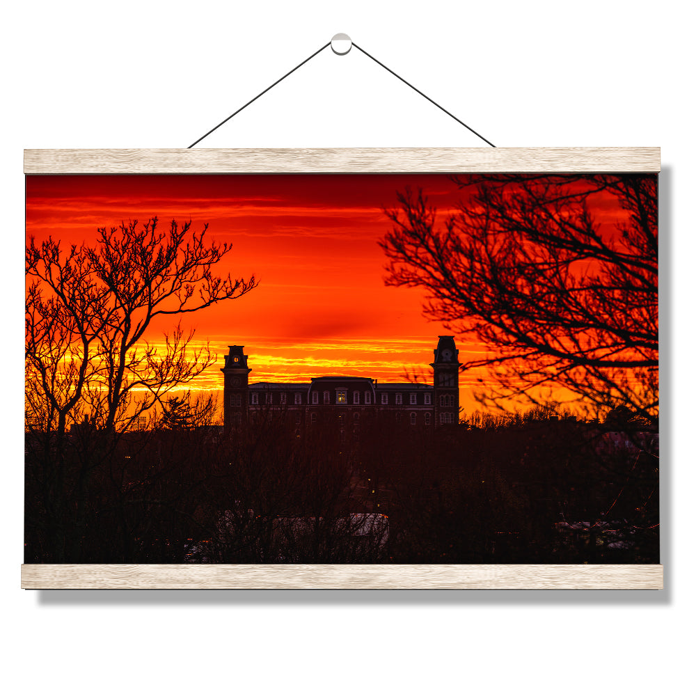 Arkansas Razorbacks - Main Stor Old Main Stormy Sunset - College Wall Art #Canvas
