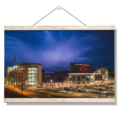 Arkansas Razorbacks - Lightning Over Donald W. Reynolds Razorback Stadium - College Wall Art #Hanging Canvas