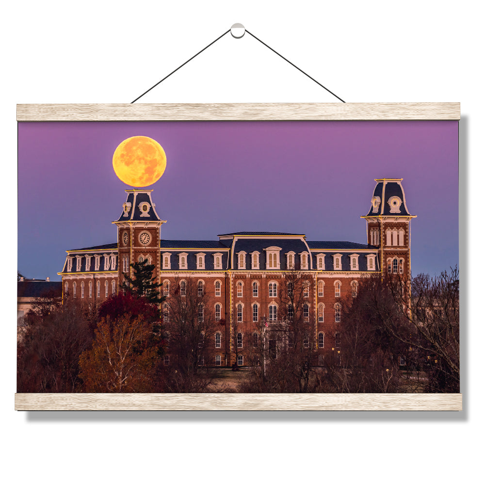 Arkansas Razorbacks - Moon Over Old Main - College Wall Art #Canvas