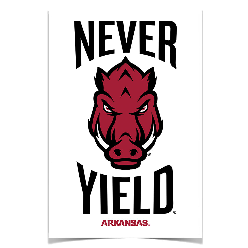Arkansas Razorbacks - Arkansas Never Yield - College Wall Art #Canvas