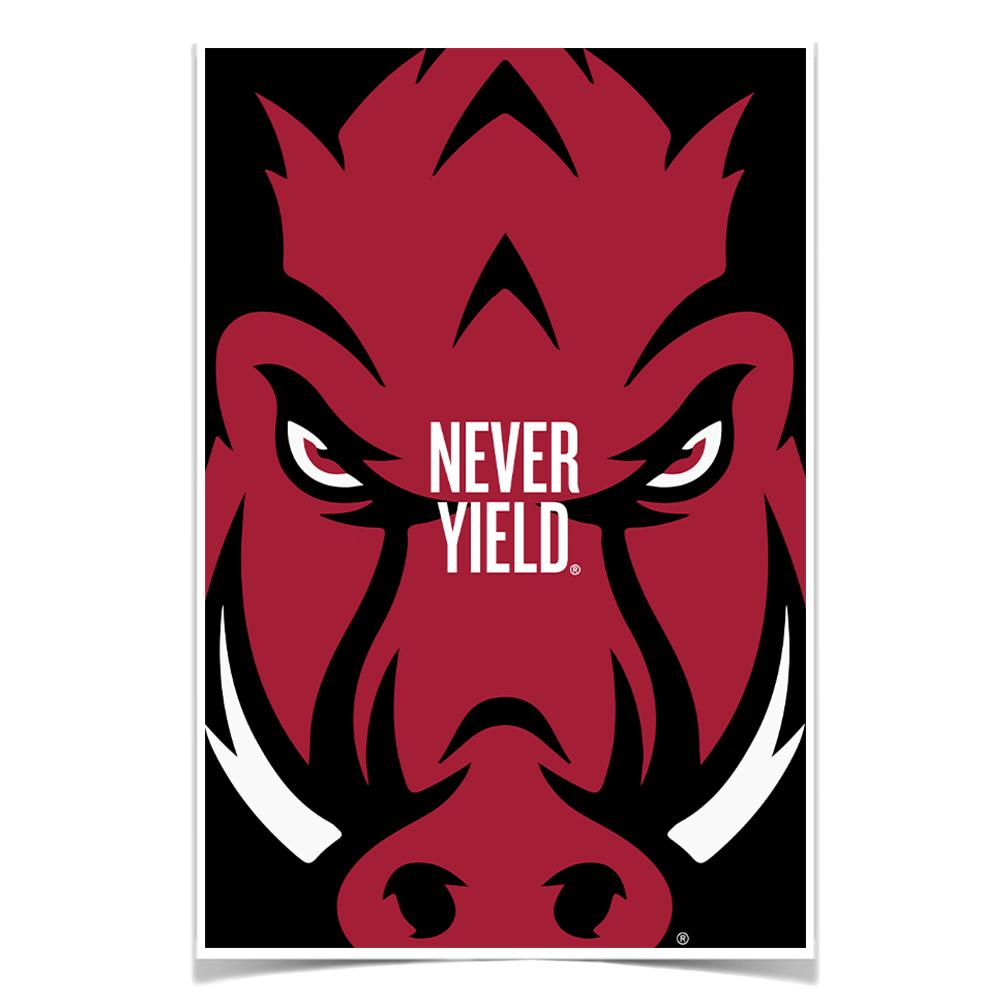 Arkansas Razorbacks - Arkansas Razorback Never Yield - College Wall Art #Canvas