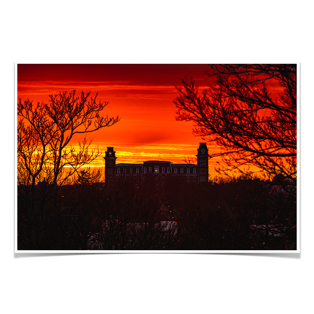 Arkansas Razorbacks - Main Stor Old Main Stormy Sunset - College Wall Art #Canvas