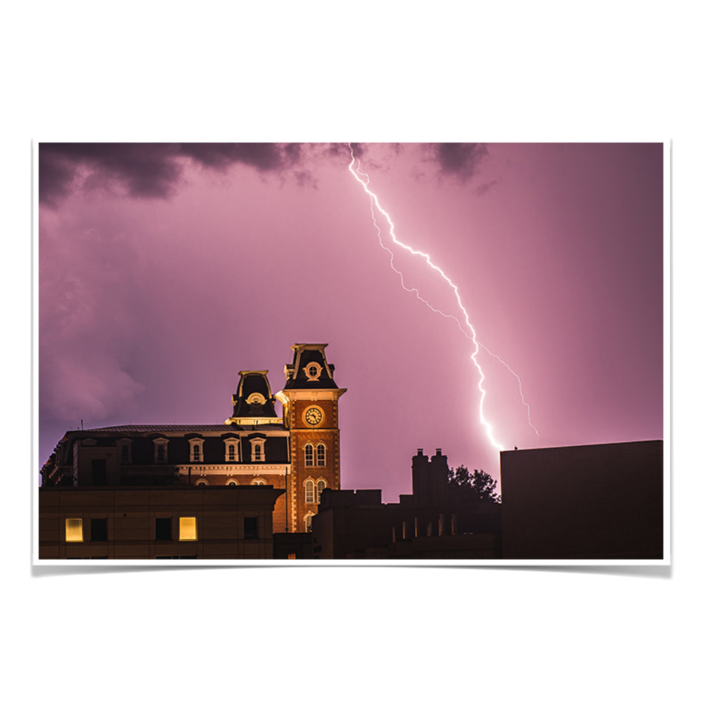 Arkansas Razorbacks - Old Main Lightning - College Wall Art #Canvas