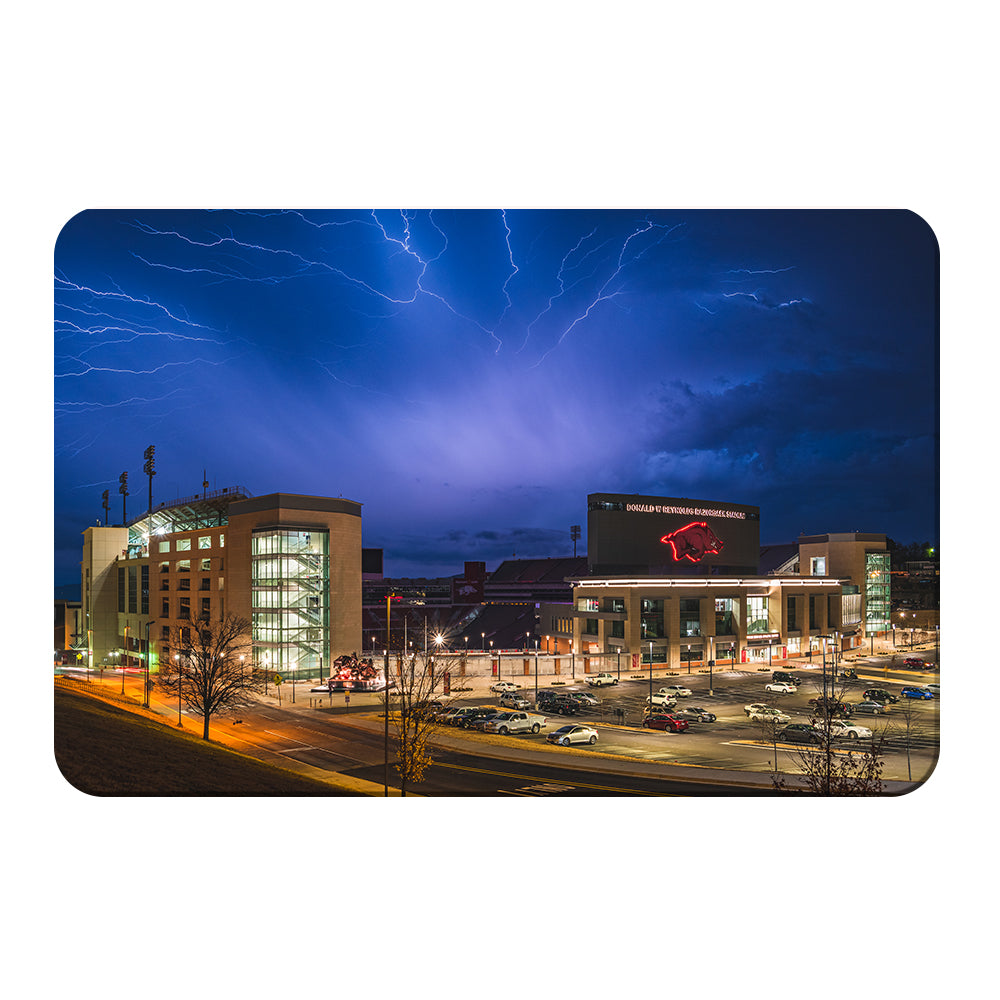 Arkansas Razorbacks - Lightning Over Donald W. Reynolds Razorback Stadium - College Wall Art #Canvas