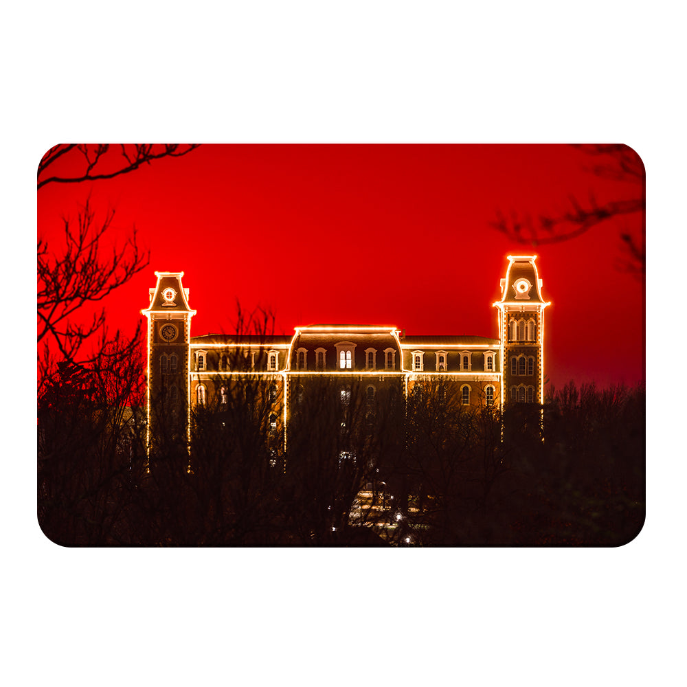 Arkansas Razorbacks - Red Christmas Old Main - College Wall Art #Canvas