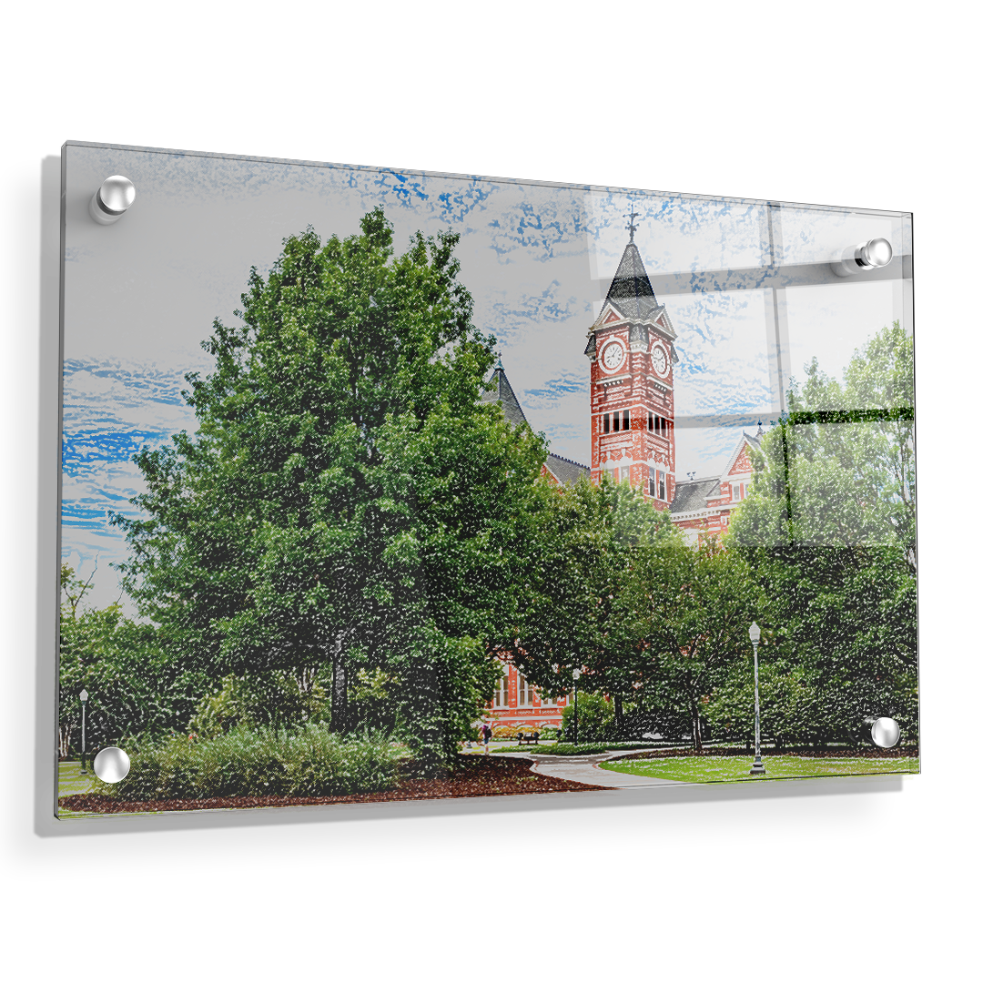 Auburn Tigers - Samford Hall Sketch - College Wall Art#Canvas