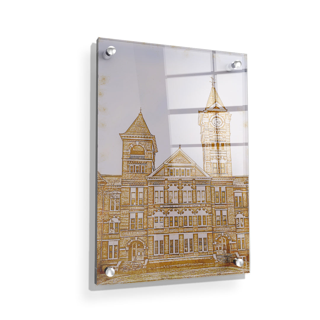 Auburn Tigers - Samford Hall Vintage Sketch - College Wall Art #Canvas