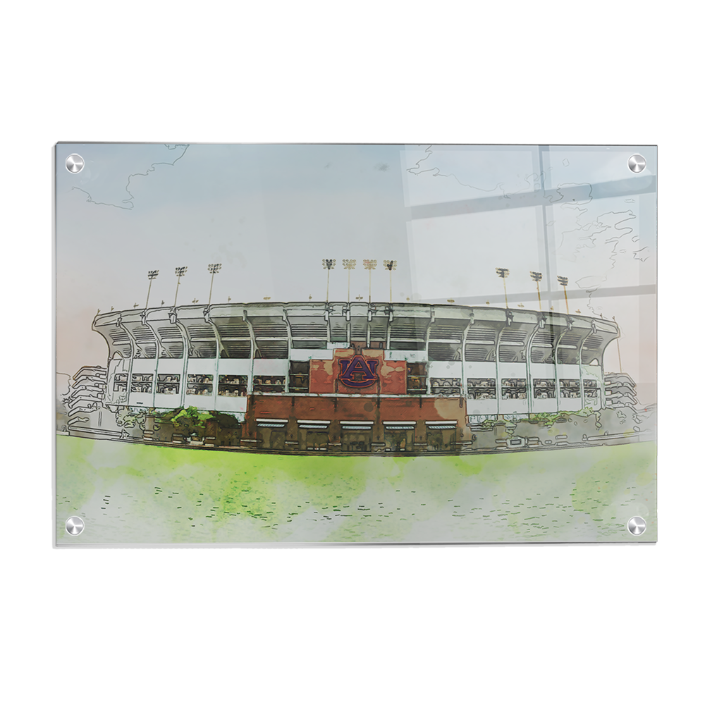 Auburn Tigers - Jordan-Hare Stadium Watercolor - College Wall Art #Canvas