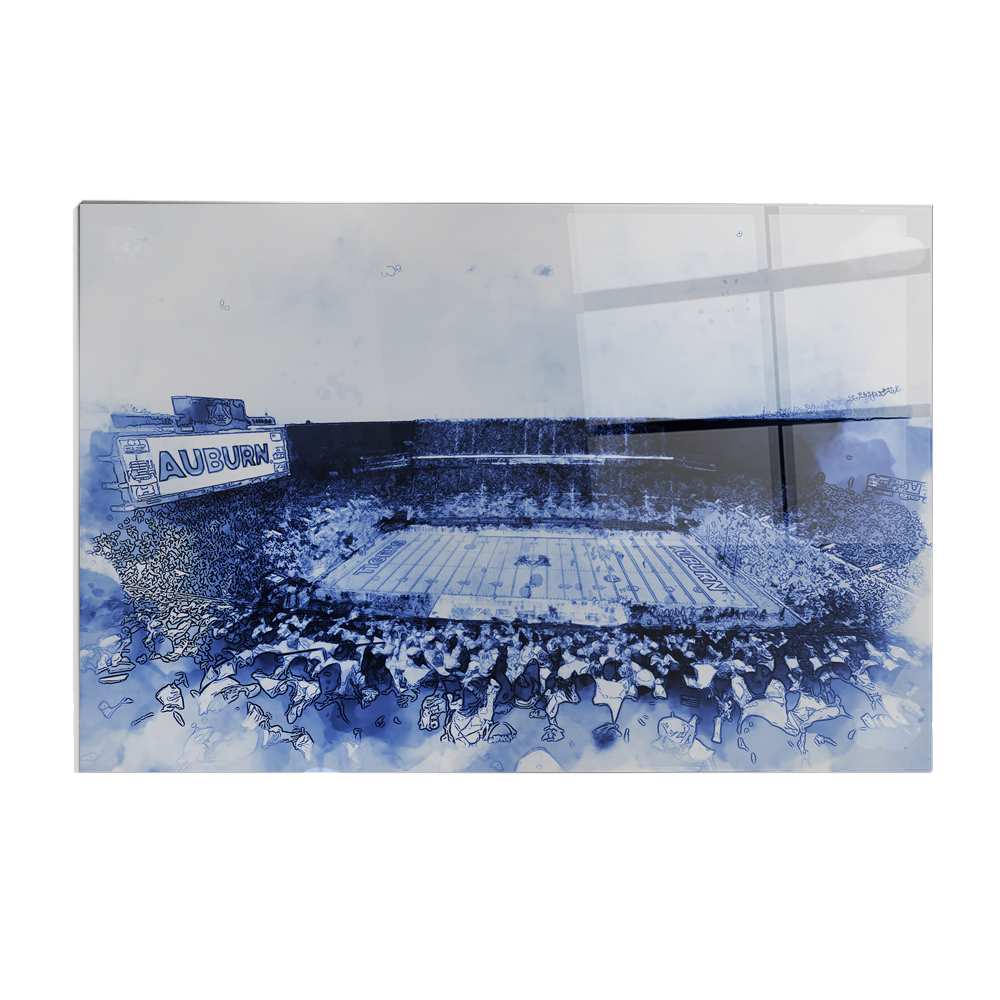 Auburn Tigers - Auburn Blue Watercolor - College Wall Art #Canvas