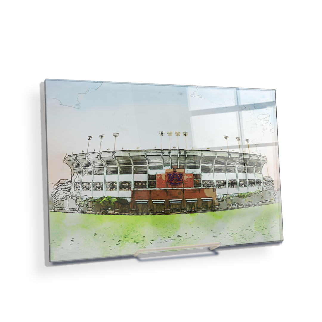 Auburn Tigers - Jordan-Hare Stadium Watercolor - College Wall Art #Canvas