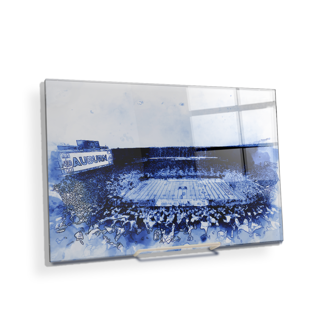 Auburn Tigers - Auburn Blue Watercolor - College Wall Art #Canvas
