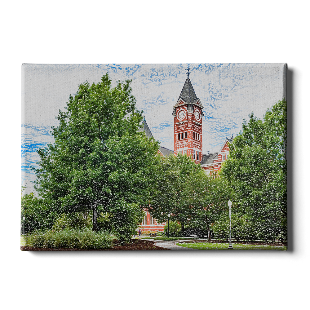 Auburn Tigers - Samford Hall Sketch - College Wall Art#Canvas