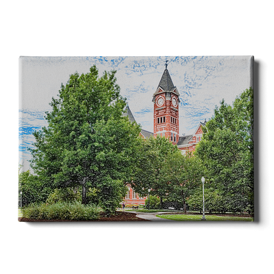 Auburn Tigers - Samford Hall Sketch - College Wall Art#Canvas
