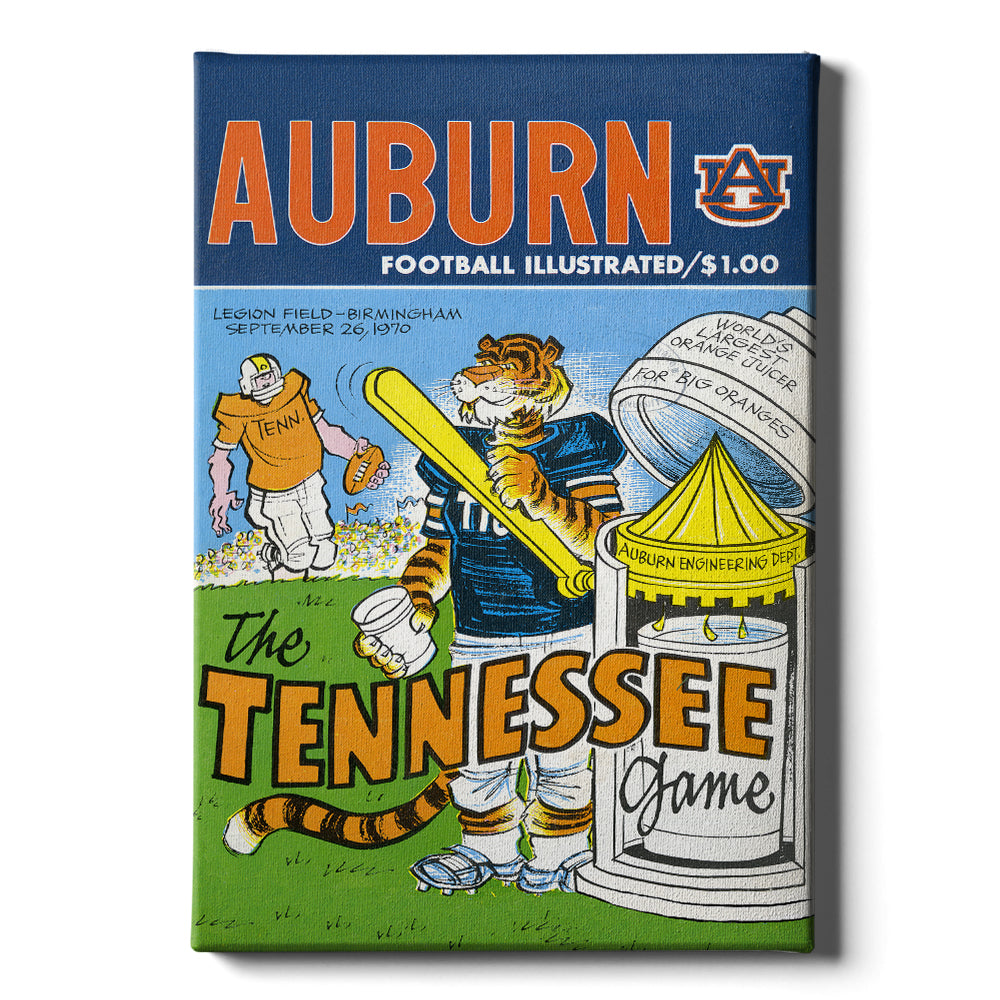 AUBURN TIGERS - Vintage Auburn Football Illustrated vs Tennessee Official Program Cover - College Wall Art #Canvas