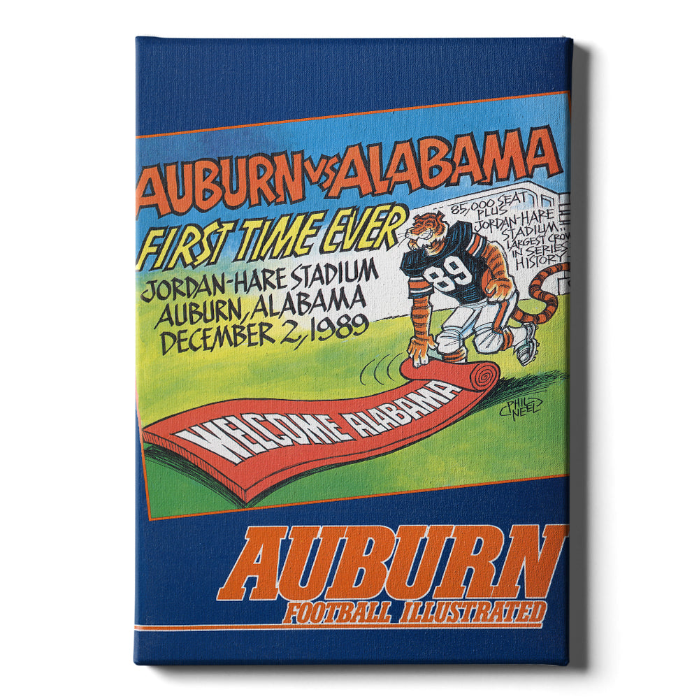 Auburn Tigers - Vintage Auburn vs Alabama-First Time Ever Jordan Hare 12.2.89 - College Wall Art #Canvas
