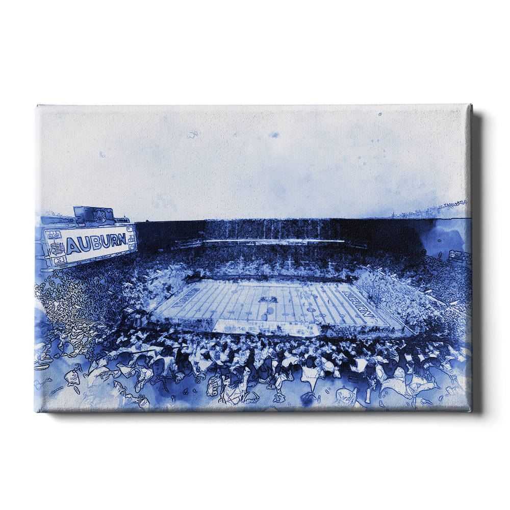 Auburn Tigers - Auburn Blue Watercolor - College Wall Art #Canvas