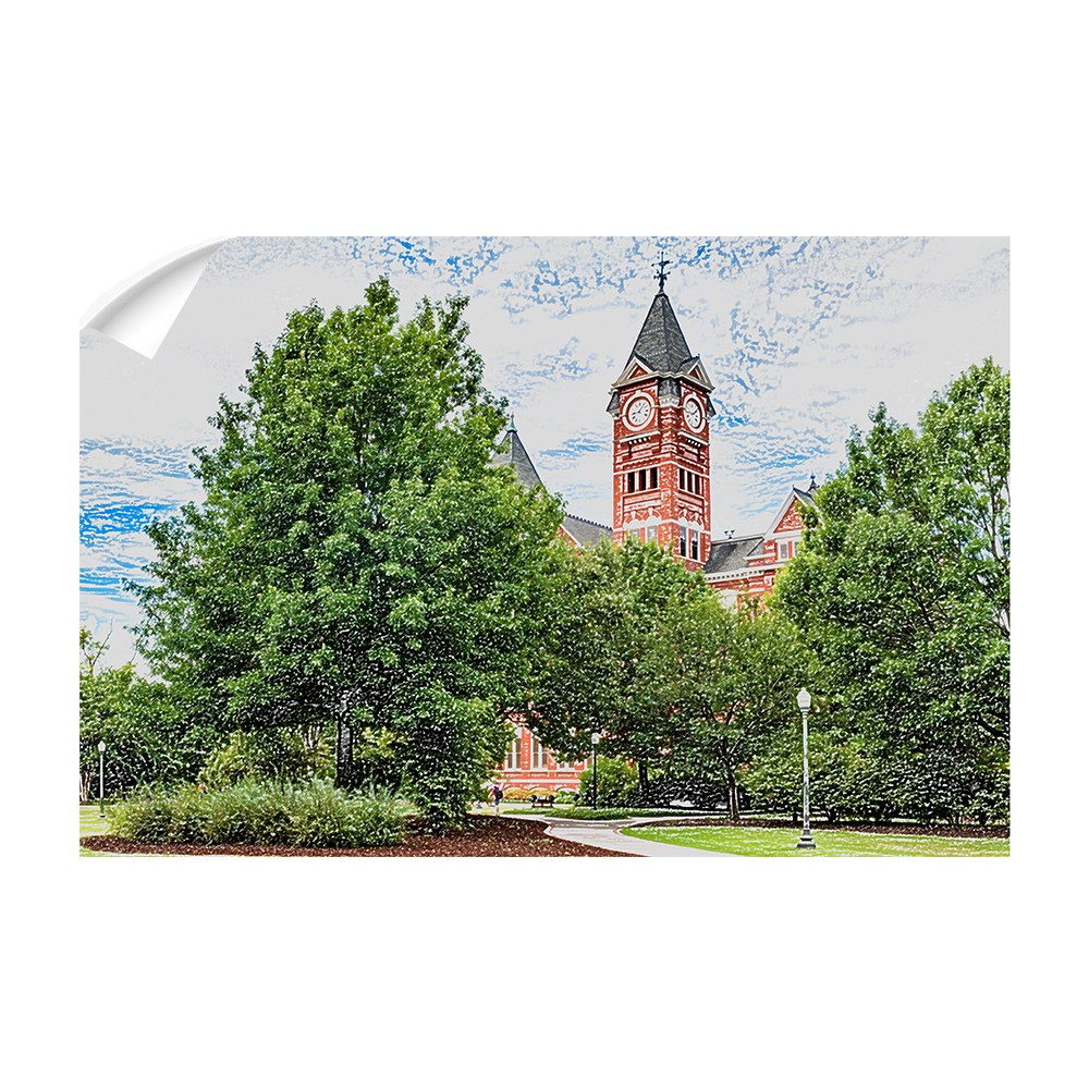 Auburn Tigers - Samford Hall Sketch - College Wall Art#Canvas
