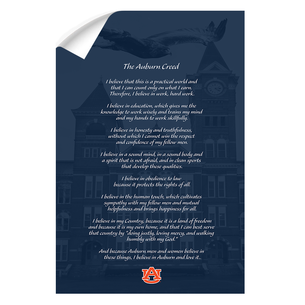 Auburn Tigers - The Auburn Creed over Samford - College Wall Art #Canvas