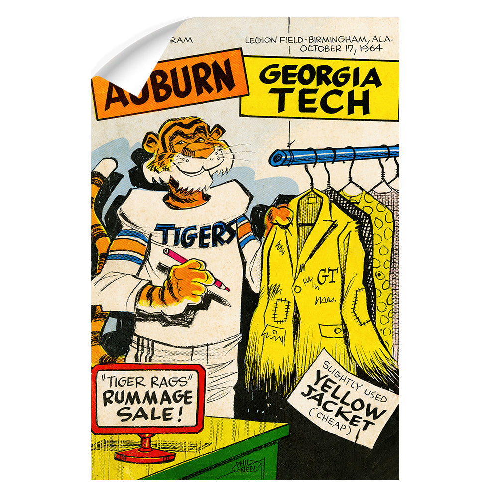Auburn Tigers - Vintage Tiger Rags Rummage Sale - College Wall Art #Canvas