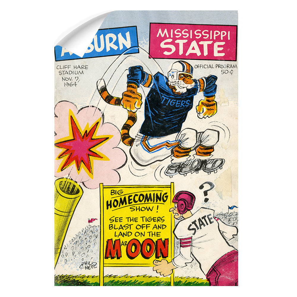 AUBURN TIGERS - Vintage Auburn vs. Mississippi Official Program Cover 11.7.64 - College Wall Art #Canvas