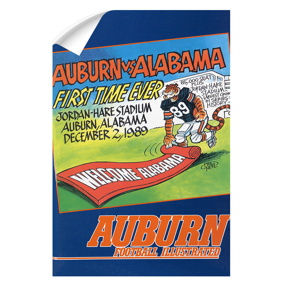 Auburn Tigers - Vintage Auburn vs Alabama-First Time Ever Jordan Hare 12.2.89 - College Wall Art #Canvas