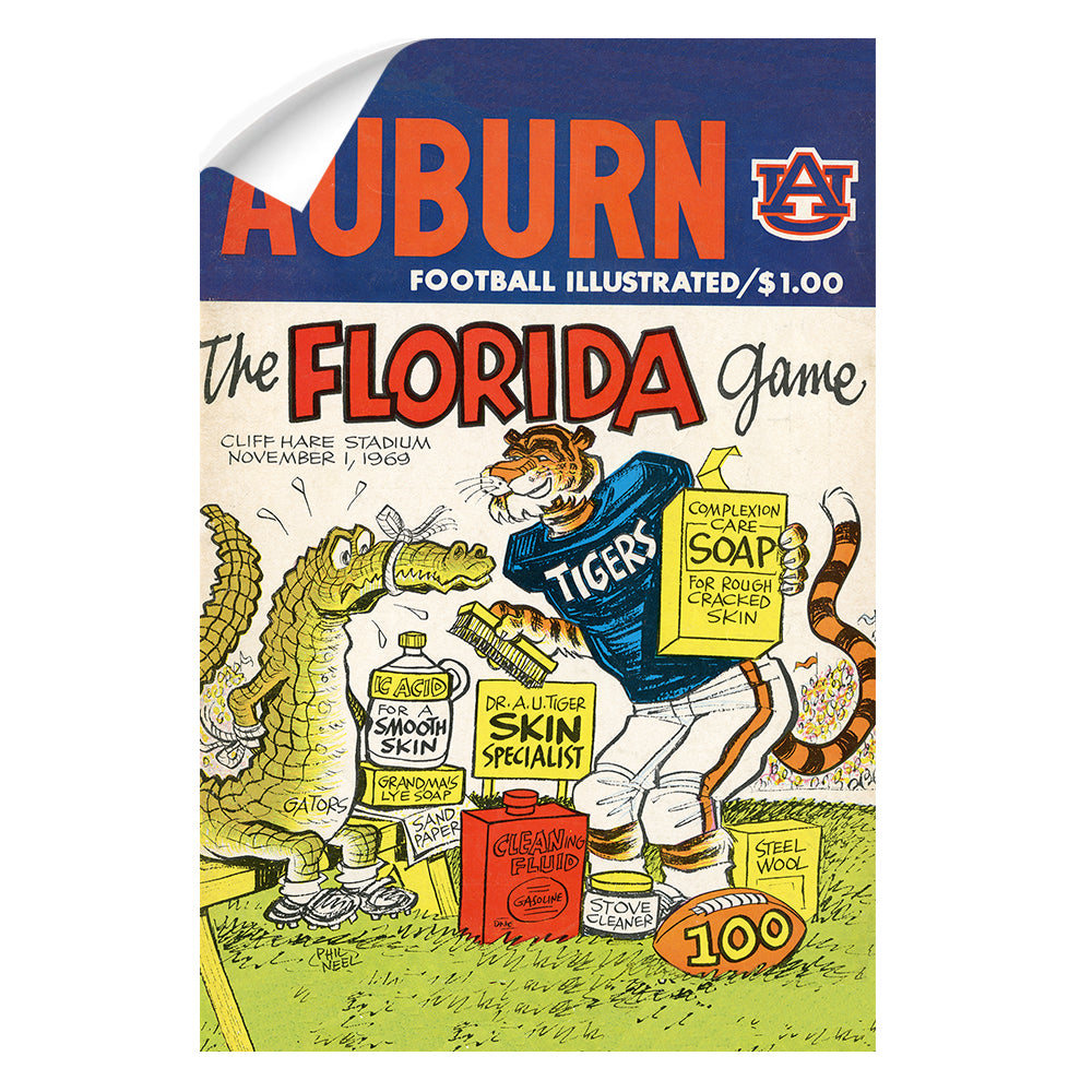Auburn Tigers - Auburn Football Illustrated the Florida Game 11.1.69 - College Wall Art #Canvas