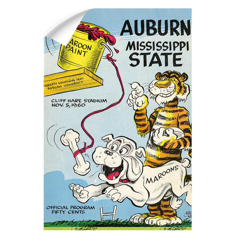 Auburn Tigers - Auburn vs Mississippi State Official Program Cover 11.5.60 - College Wall  Art #Canvas