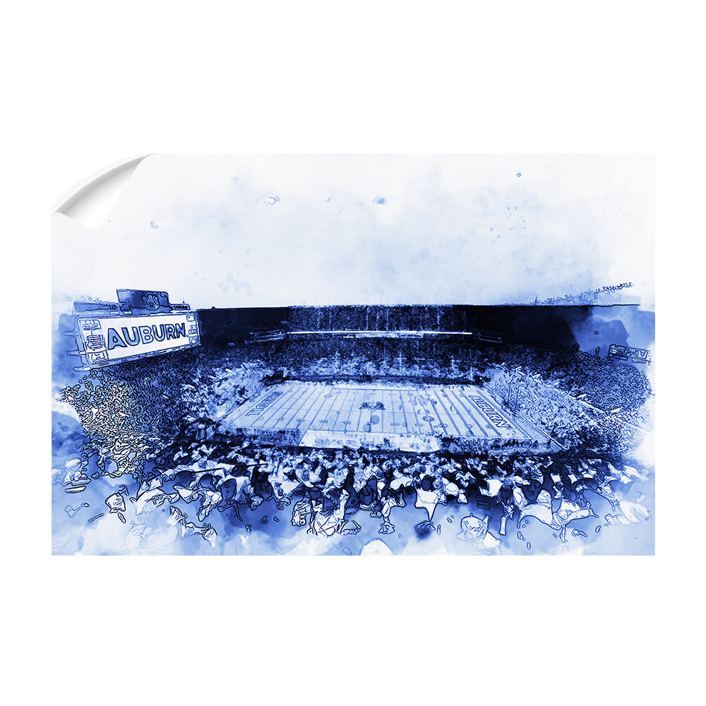 Auburn Tigers - Auburn Blue Watercolor - College Wall Art #Canvas