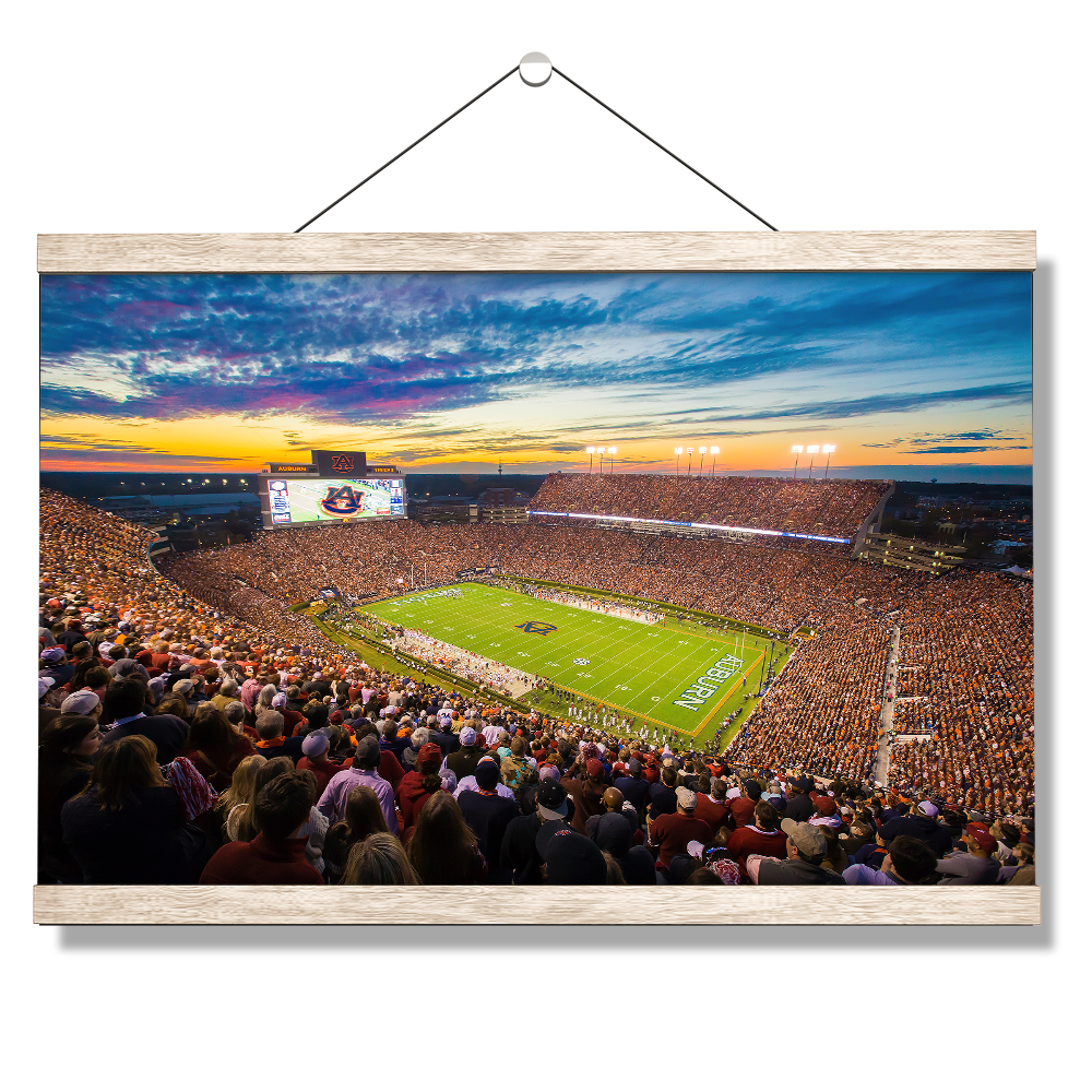 Auburn Tigers - Sunset over Jordan-Hare Stadium - College Wall Art#Canvas