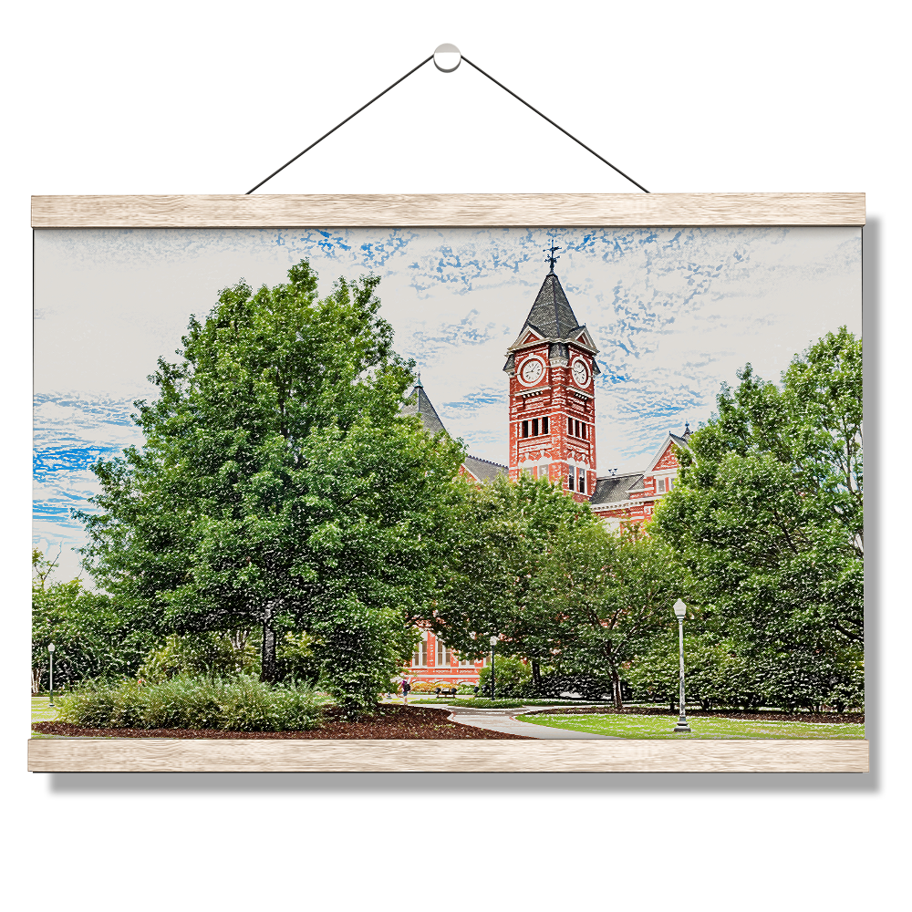 Auburn Tigers - Samford Hall Sketch - College Wall Art#Canvas
