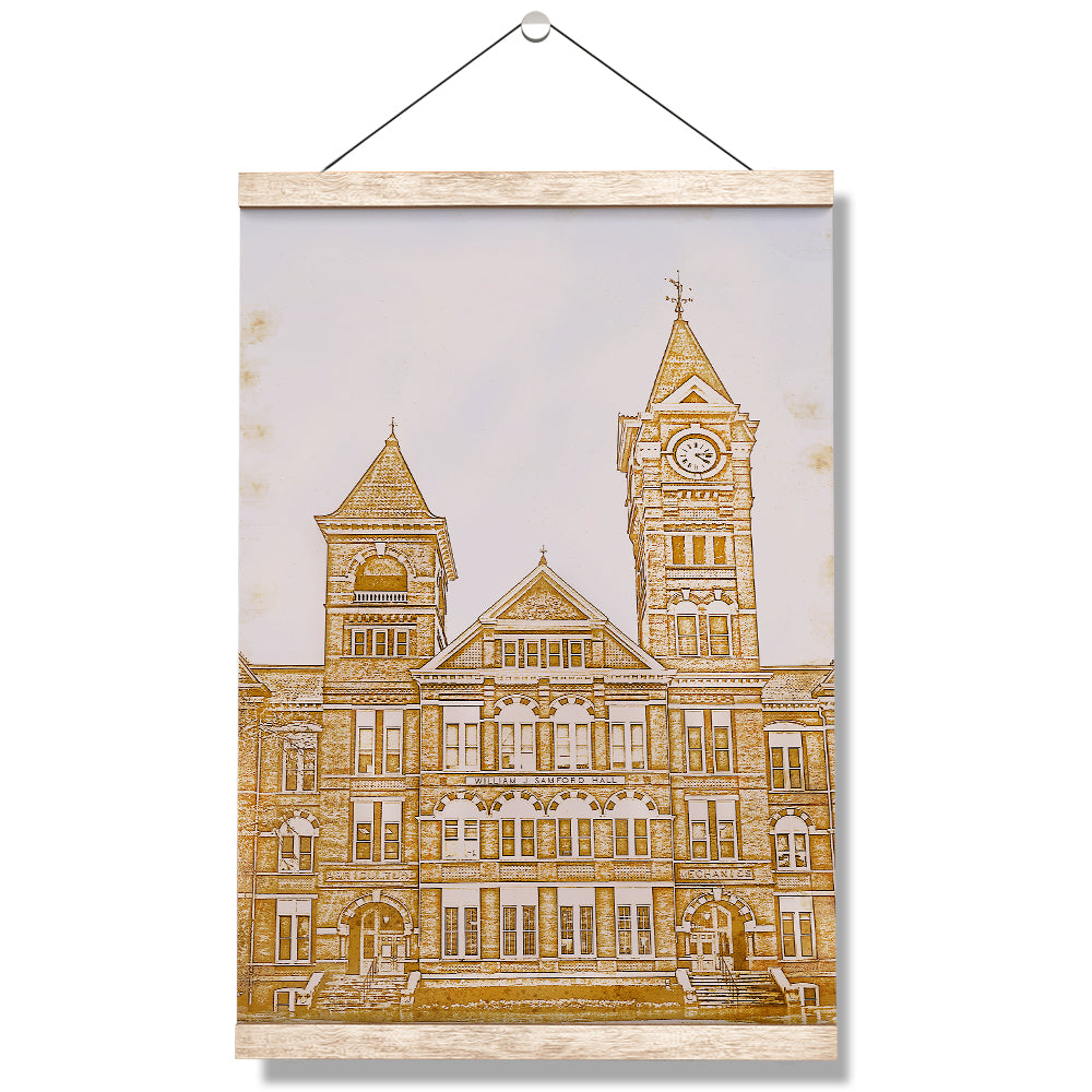 Auburn Tigers - Samford Hall Vintage Sketch - College Wall Art #Canvas