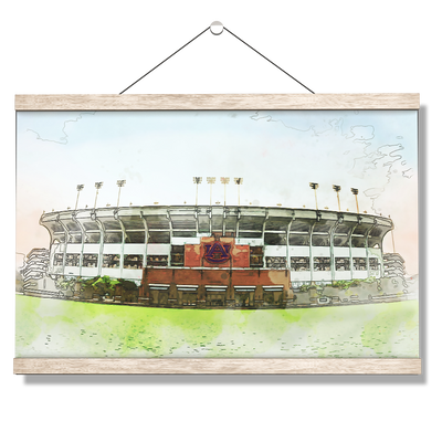 Auburn Tigers - Jordan-Hare Stadium Watercolor - College Wall Art #Hanging Canvas