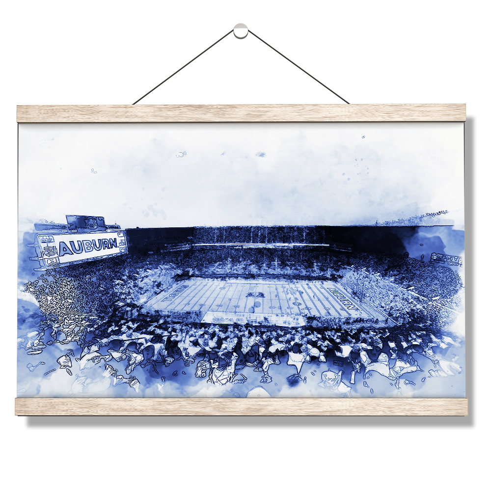 Auburn Tigers - Auburn Blue Watercolor - College Wall Art #Canvas
